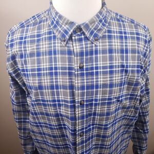 C.E. Schmidt Shirt Mens XL Tall Workwear Flannel Long Sleeve Blue 100% Cotton